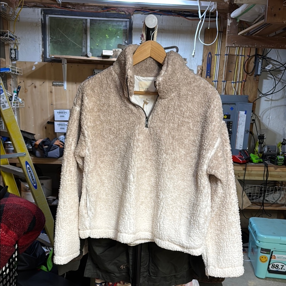 Cozy Tan and Cream Fleece Pullover